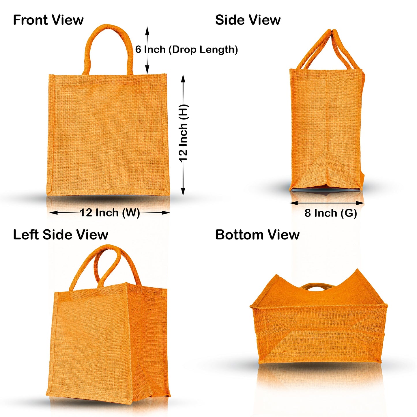 Jute Shopping Bags – Red, Pink, Green & Orange – Reusable Burlap Totes for Gifts, Promotions & More (Packs of 4)