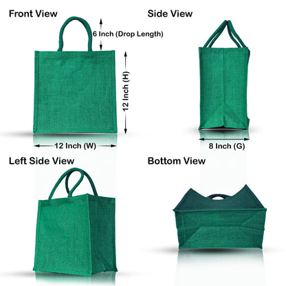 Jute Shopping Bags – Red, Pink, Green & Orange – Reusable Burlap Totes for Gifts, Promotions & More (Packs of 4)