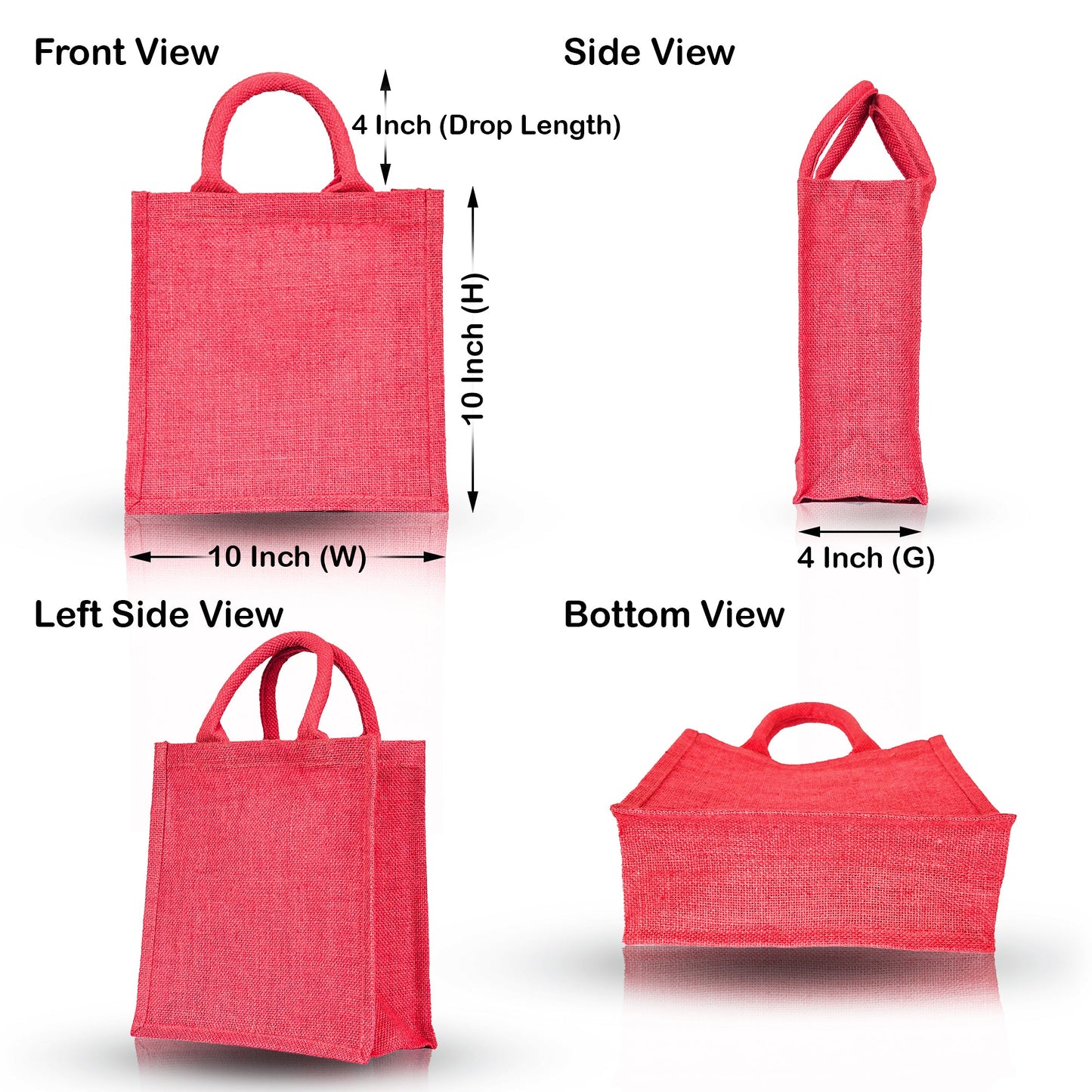 Eco-Friendly Jute Bags – Reusable Burlap Totes for Beach, Grocery, Gifts, Party Favors & Daily Use (Packs of 4)