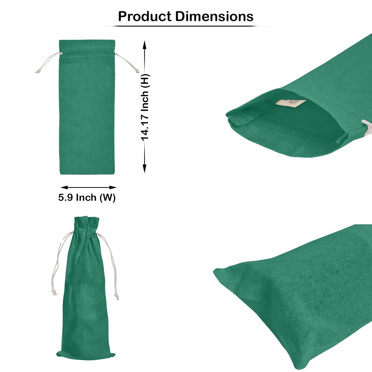 Cotton Wine Bottle Gift Bags – 6-Pack Coloured  Reusable Drawstring Pouches Gifting, Parties, Weddings, Christmas, New Year & Holidays