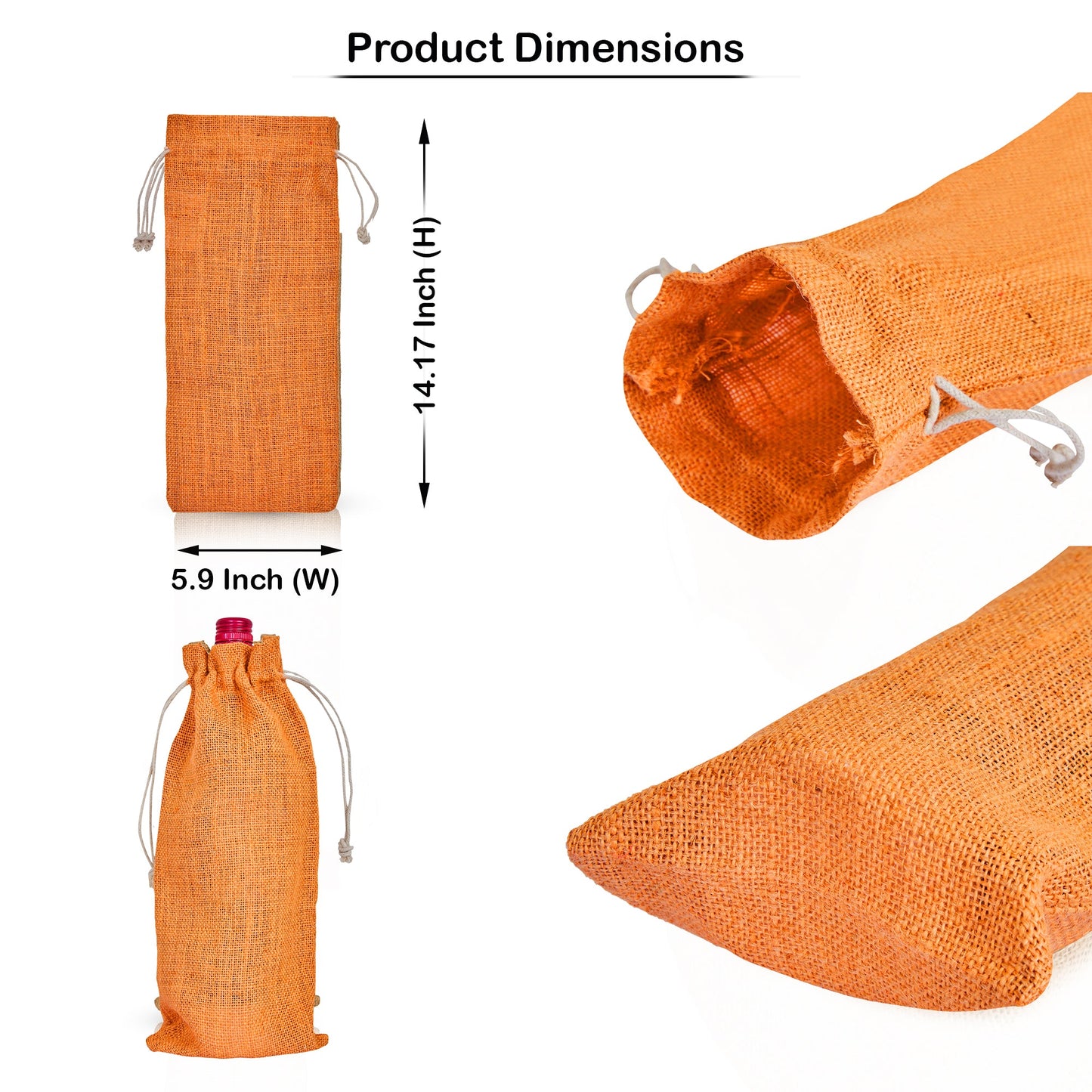 Coloured Jute Wine Bottle Gift Bags – Burlap Pouches with Drawstring, – Eco-Friendly Covers for Events, Parties, Christmas & Gifting (Set of 7)