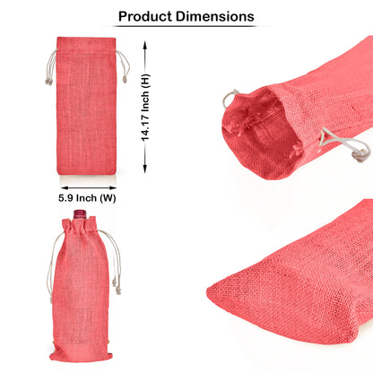 Coloured Jute Wine Bottle Gift Bags – Burlap Pouches with Drawstring, – Eco-Friendly Covers for Events, Parties, Christmas & Gifting (Set of 7)