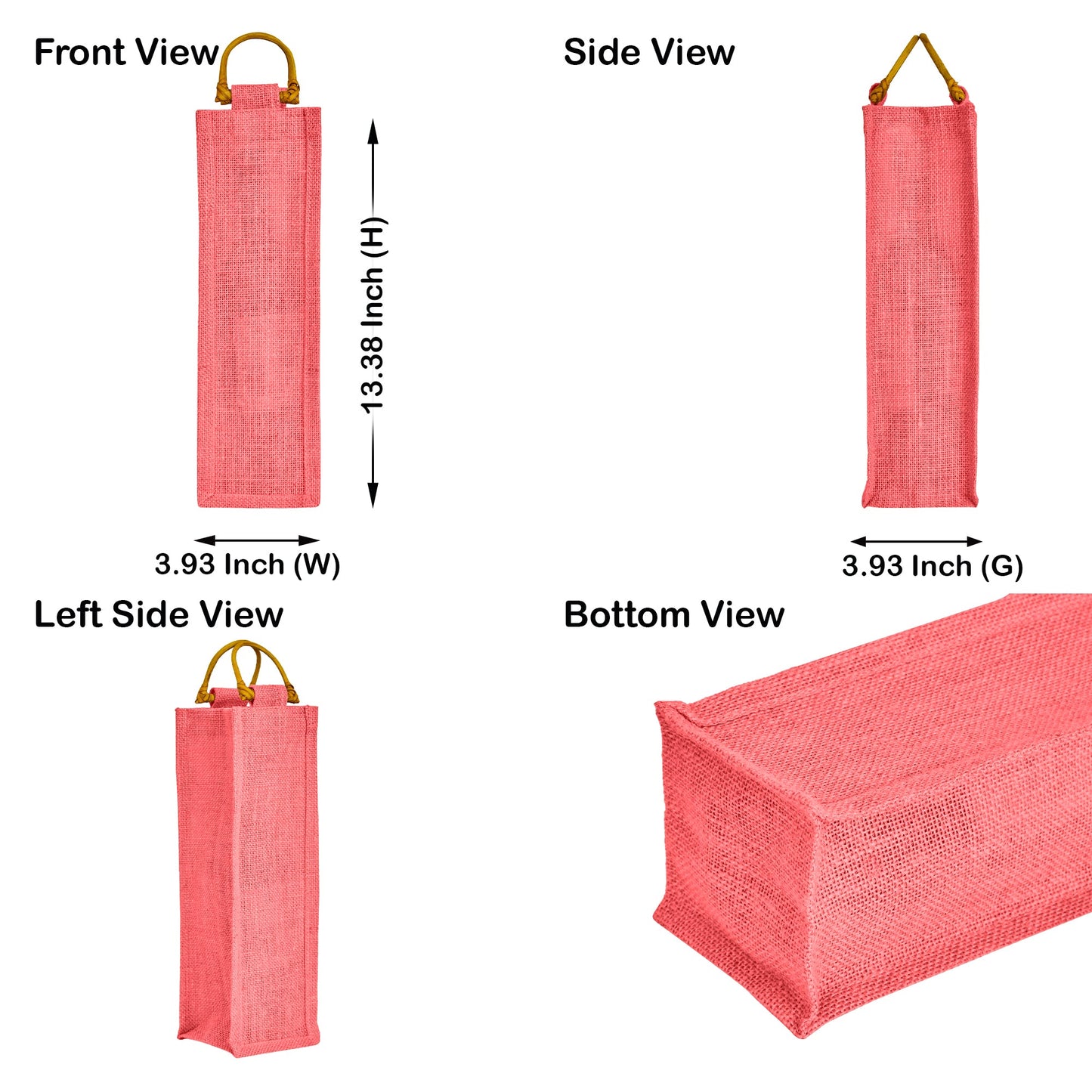 Coloured Reusable Jute Wine Bags with Cane Handles – New Year, Christmas, Gifting, Holidays & Party Favors (Packs of 7)