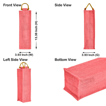 Coloured Reusable Jute Wine Bags with Cane Handles – New Year, Christmas, Gifting, Holidays & Party Favors (Packs of 7)