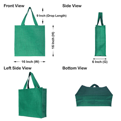 Reusable Jute Bags – Shopping, Gifting, Wedding, Daily Use – Deep Red, Pink, Green & Orange (Set of 4)