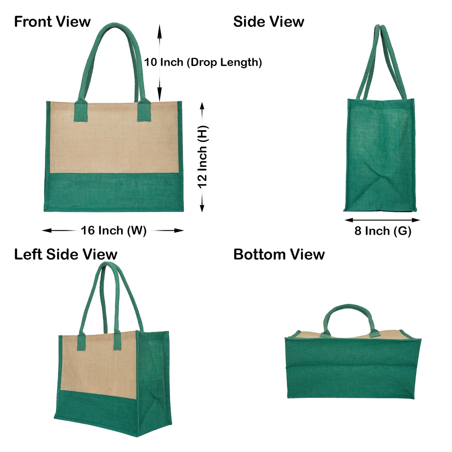 Jute Tote Bags – Red, Pink, Green & Orange – Reusable Burlap Bags for Shopping & Everyday Use (Set of 4)