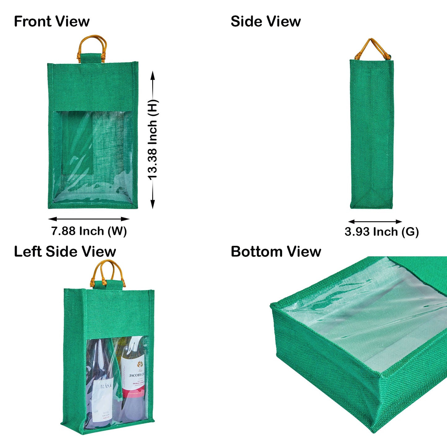 Jute Wine Gift Bags – Reusable 2-Bottle Colored Tote Bags – Weddings, Birthdays, Christmas, &  Special Occasions (Packs of 6)