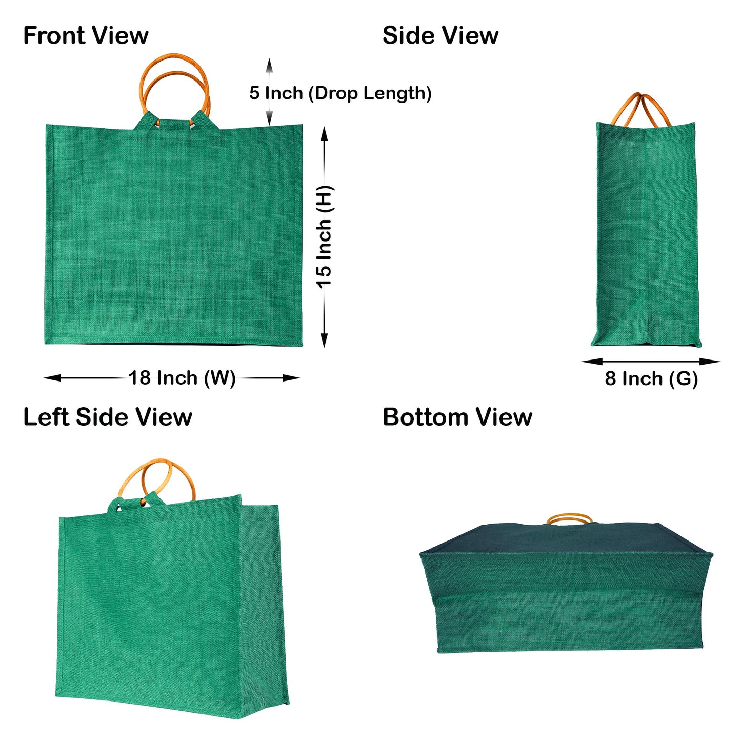 Jute Tote Bags for Wholesale – Reusable Burlap Bags with Cane Handles for Shopping & Beach (Set of 4)