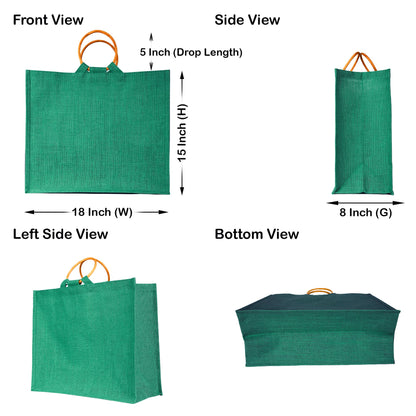 Jute Tote Bags for Wholesale – Reusable Burlap Bags with Cane Handles for Shopping & Beach (Set of 4)