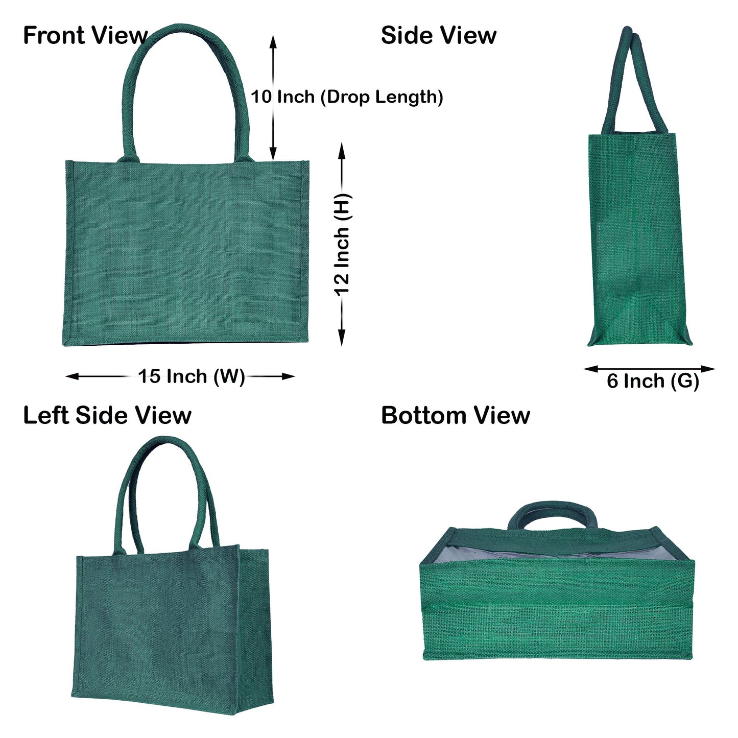 Jute Tote Bags – Shopping, Gifting, Weddings, Travel, Promotional–Deep Red, Pink, Green, Orange (Set of 4)