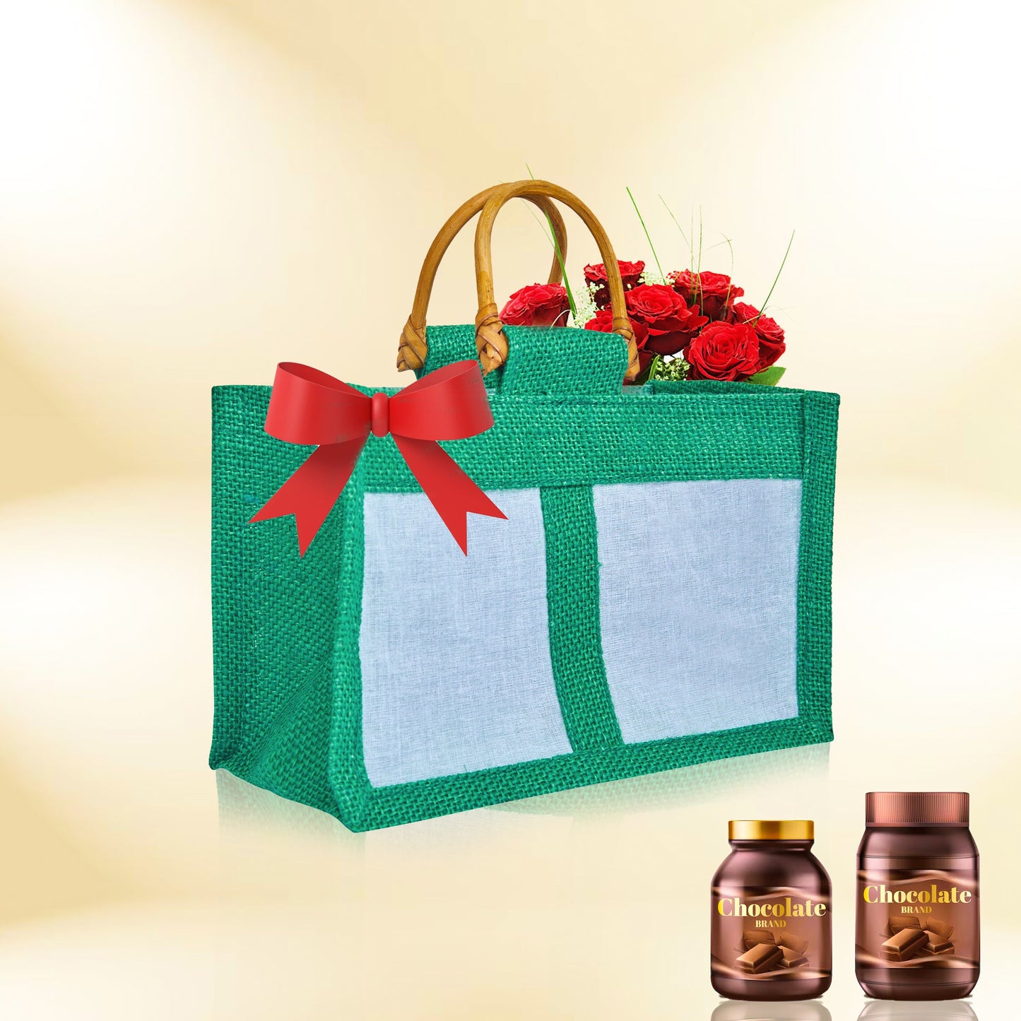 Coloured Jute Gift Bags with Organza Panels –Pouches for Weddings, Birthdays, Christmas, New Year (7 Pcs)