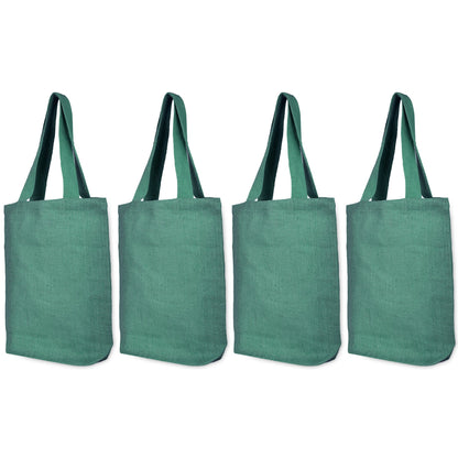 Wholesale Jute Bags for Corporate Events – Red, Pink, Green & Orange – Reusable Burlap Totes for Events & Weddings (Set of 4)