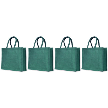 Jute Burlap Wholesale Shopping Bags in Red, Pink, Green & Orange – Perfect for Thanksgiving, Weddings, Travel & more (Set of 4)