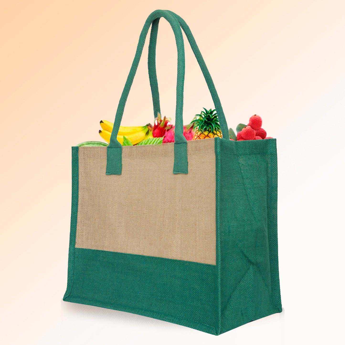 Jute Tote Bags – Red, Pink, Green & Orange – Reusable Burlap Bags for Shopping & Everyday Use (Set of 4)