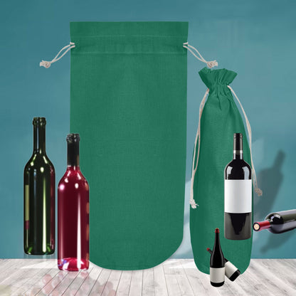 Jute Wine Bottle Bags– Coloured Reusable Gift Pouches Rustic Wine Covers for Weddings, New Year, Christmas & Events (Set of 6 )