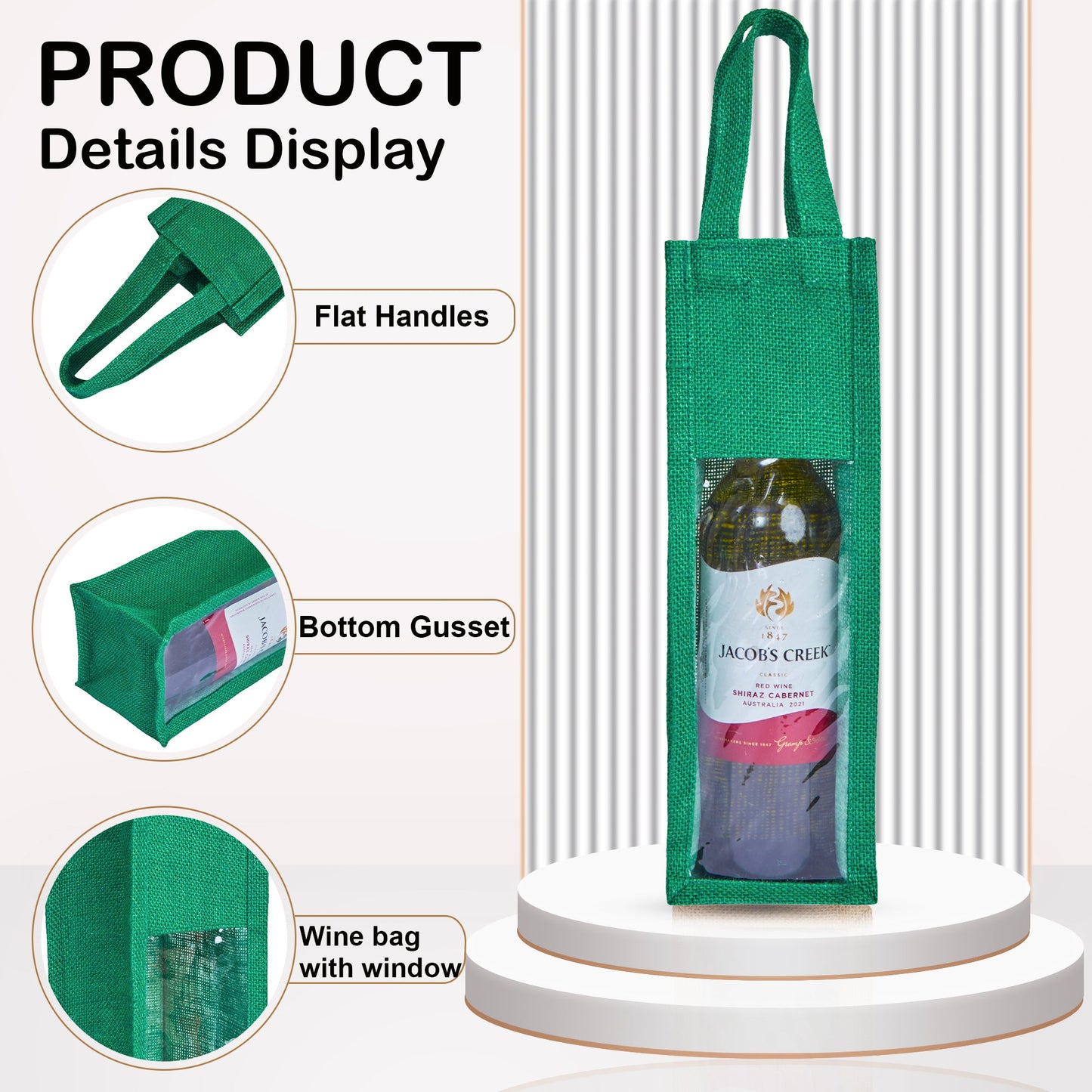 Reusable Jute Wine Gift Bags for Weddings, Parties, and Celebrations - Deep Red, Pink, Green & Orange Shades (Packs  of 6)