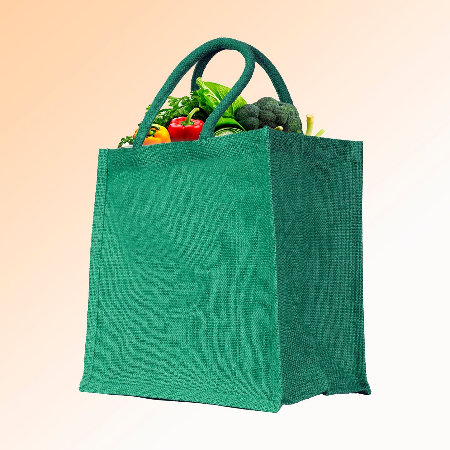 Jute Shopping Bags – Red, Pink, Green & Orange – Reusable Burlap Totes for Gifts, Promotions & More (Packs of 4)