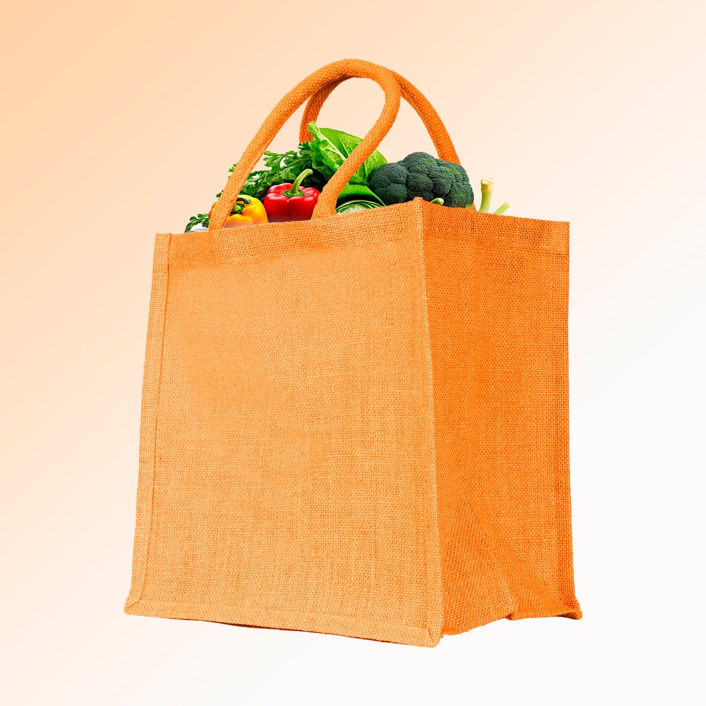 Jute Shopping Bags – Red, Pink, Green & Orange – Reusable Burlap Totes for Gifts, Promotions & More (Packs of 4)