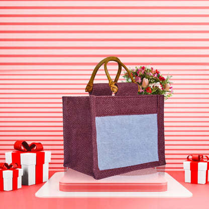 Coloured Jute Gift Bags with Organza Burlap Pouches for Wedding Favors, Party  & Gift (Packs of 7 )
