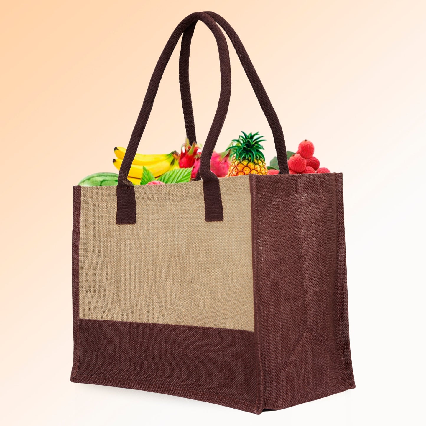 Jute Tote Bags – Red, Pink, Green & Orange – Reusable Burlap Bags for Shopping & Everyday Use (Set of 4)