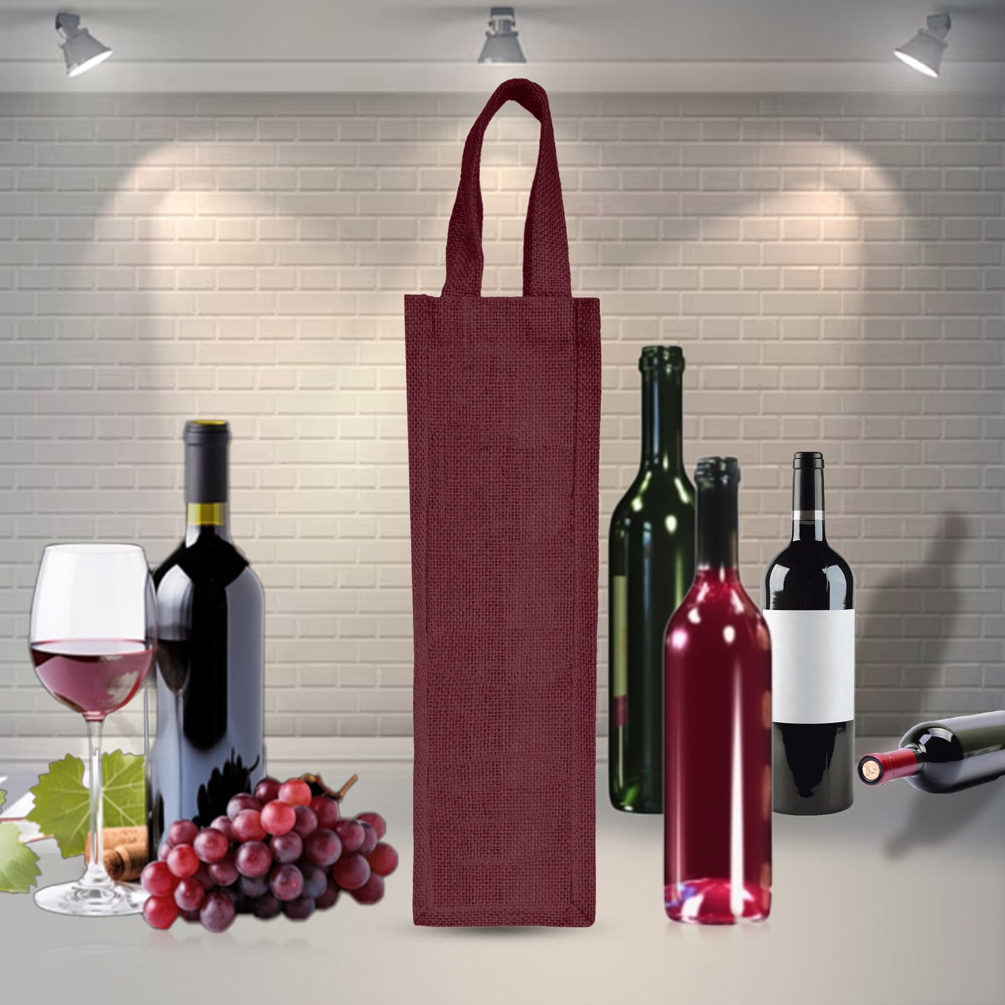 Coloured Jute Wine Gift Bags – Wholesale Reusable Bottle Bags with Handles for Weddings & Events (Pack of 6)