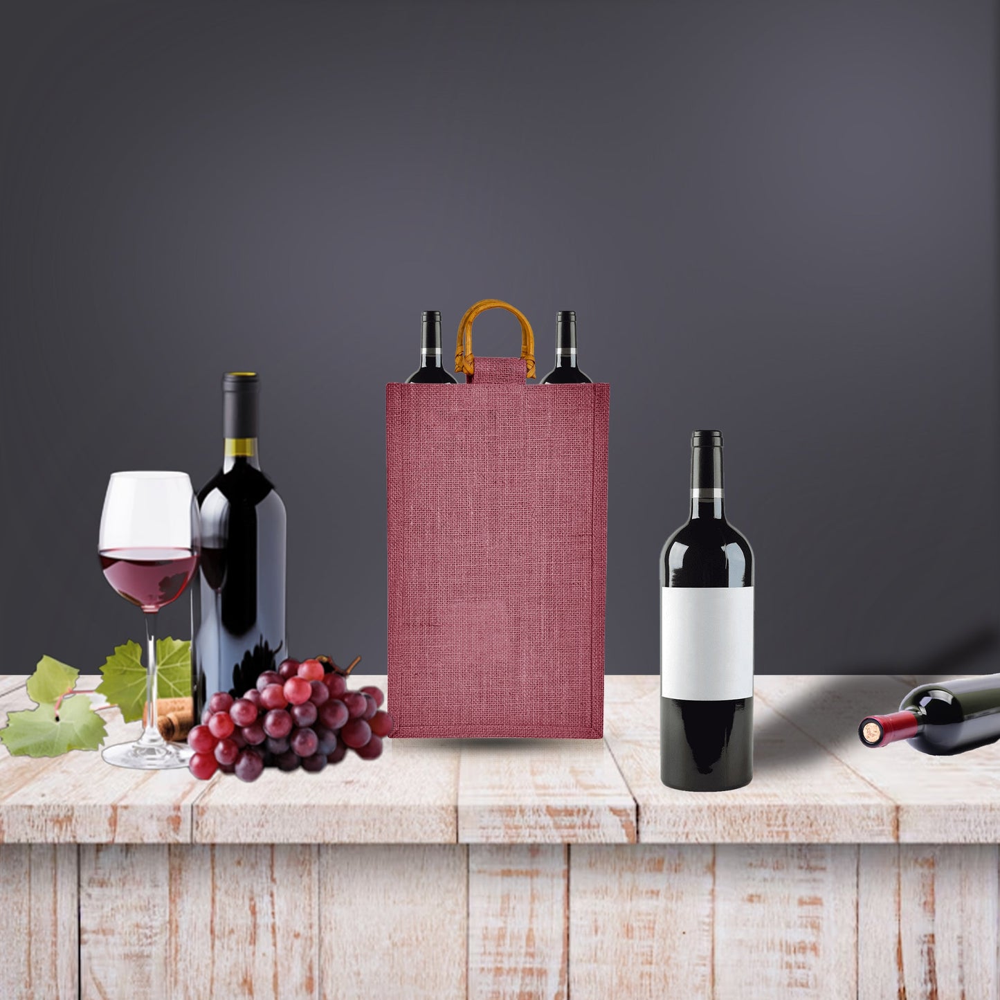 Coloured Jute Wine Burlap Gift Bags – Reusable 2-Bottle Totes, Gifting, Weddings, Parties & Holidays (Packs of 6)