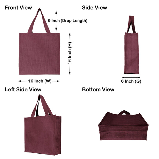 Reusable Jute Bags – Shopping, Gifting, Wedding, Daily Use – Deep Red, Pink, Green & Orange (Set of 4)