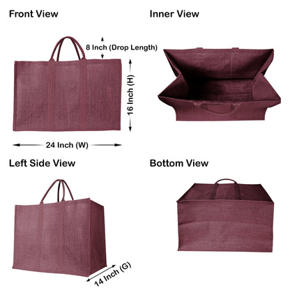 Jute Shopping Bags – Red, Pink, Green & Orange – Reusable Burlap Totes for Gifting, Promotions & Everyday Use (Packs of 4)