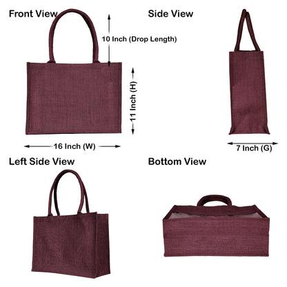 Jute Tote Bags – Ideal for Christmas Gifts, Weddings & Shopping – Deep Red, Pink, Green & Orange (Set of 4)