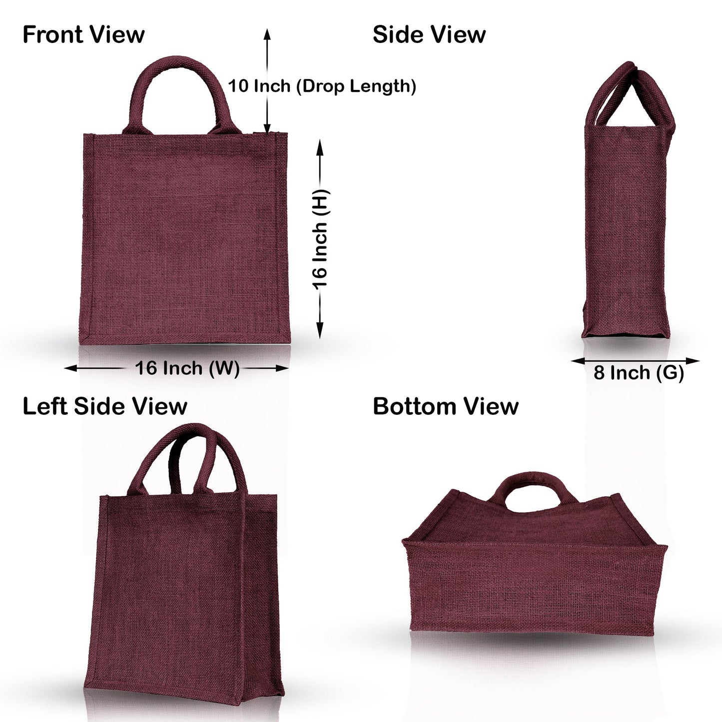 Jute Shopping Bags for Wholesale – Coloured Burlap Totes for Gifting, Promotions & Daily Use (Set of 4)