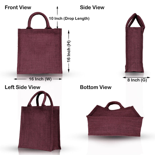 Jute Shopping Bags - Coloured Burlap Totes, Reusable for Gifting, Promotions & Daily Use (Packs of 4)