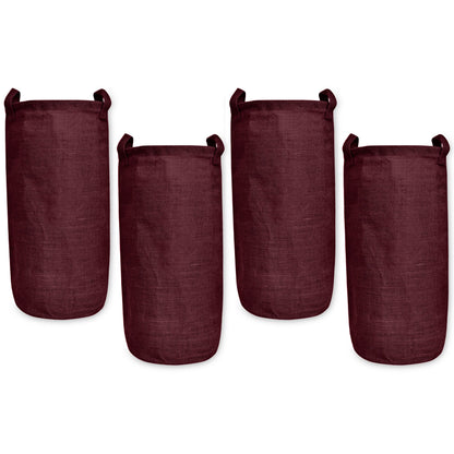 Coloured Foldable Jute Laundary Storage Bins –Burlap Hampers with Handles for Clothes, Toys, Laundry & Nursery Organization (Packs of 4)