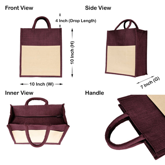 Jute Totes Bag-Shopping, Travel, Weddings, Beach, Christmas, New Year, Thanks Giving Day & More (Set of 4)