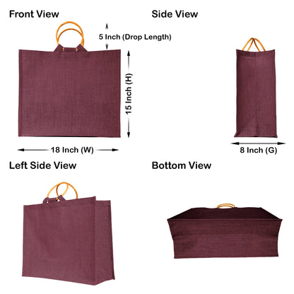 Jute Tote Bags for Wholesale – Reusable Burlap Bags with Cane Handles for Shopping & Beach (Set of 4)