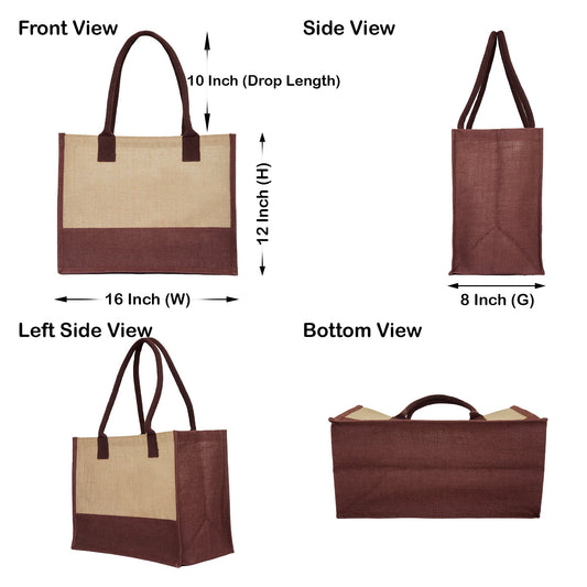 Jute Tote Bags – Red, Pink, Green & Orange – Reusable Burlap Bags for Shopping & Everyday Use (Set of 4)