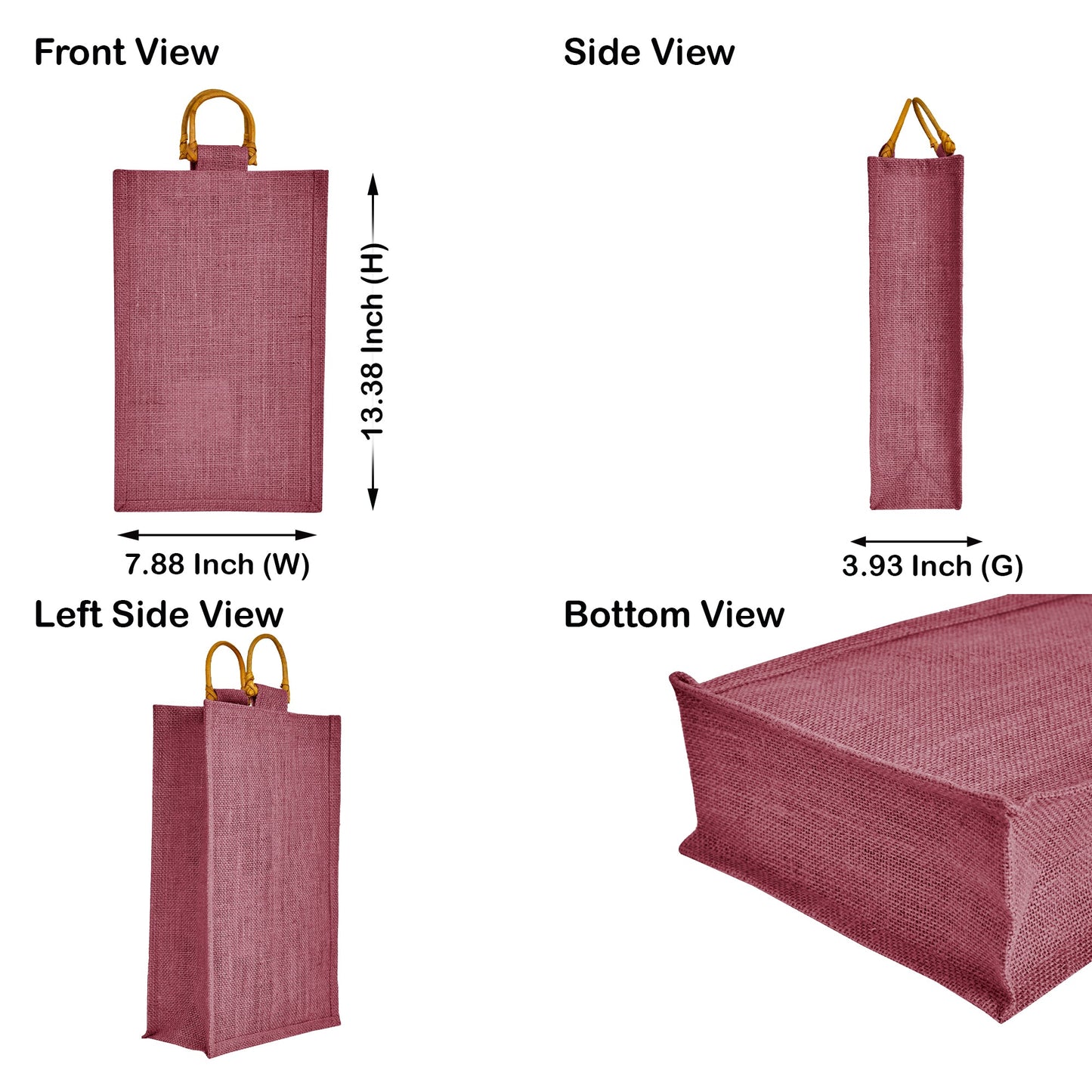 Coloured Jute Wine Burlap Gift Bags – Reusable 2-Bottle Totes, Gifting, Weddings, Parties & Holidays (Packs of 6)