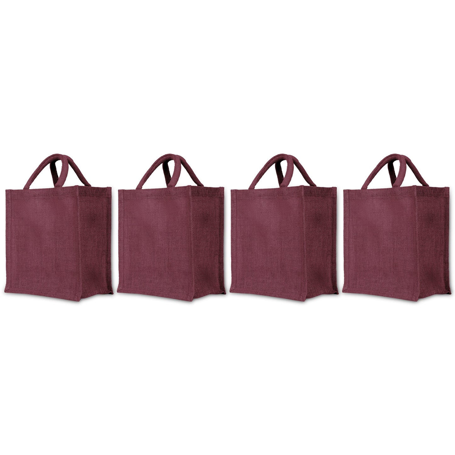 Vibrant Jute Tote Bags – Reusable Wholesale Burlap Totes for Shopping, Travel, Holidays & Weddings (Set of 4)
