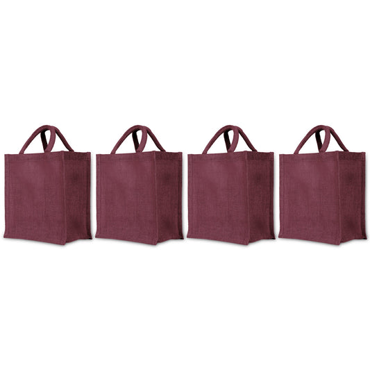 Vibrant Jute Tote Bags – Reusable Burlap Totes for Shopping, Travel, Holidays, Weddings & Daily Use (Packs of 4)