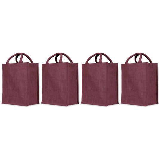 Jute Tote Bags – Durable & Reusable for DIY, Gifting, Weddings, Groceries, Beach, and Promotions (Packs of 4)