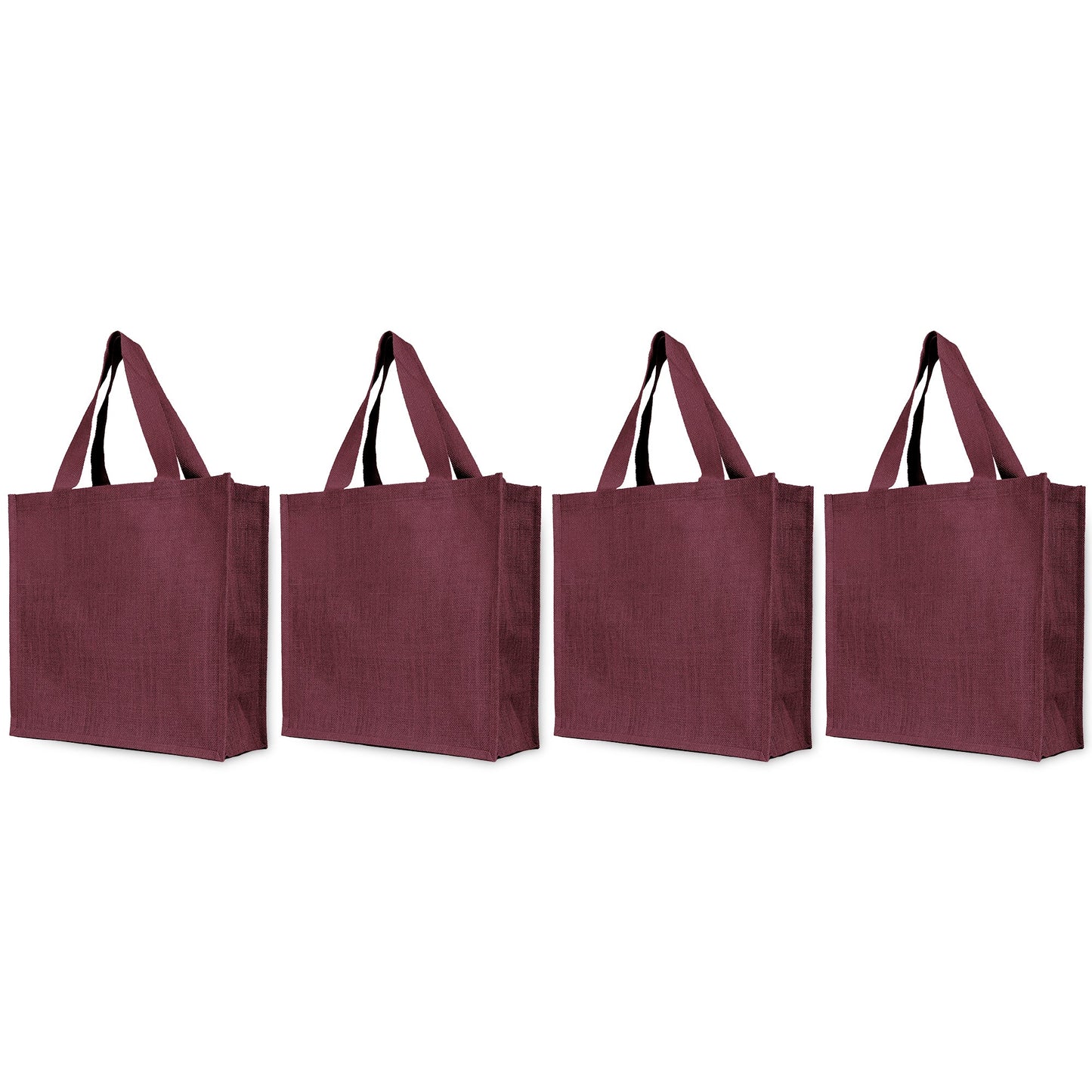 Reusable Jute Bags – Shopping, Gifting, Wedding, Daily Use – Deep Red, Pink, Green & Orange (Set of 4)