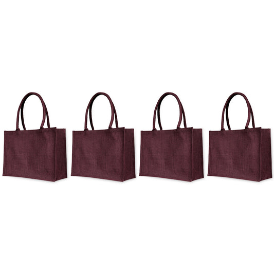 Bright Jute Tote Bags – Reusable Burlap Totes for Daily Use, Shopping, Travel, Holidays & Special Events (Set of 4)