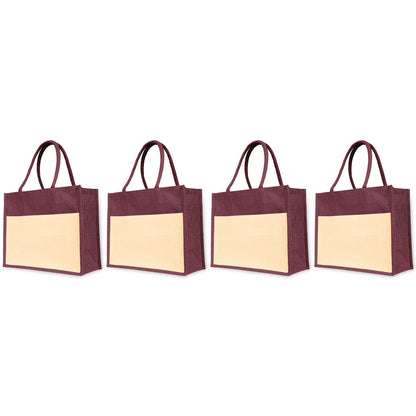 Colorful  Wholesale Jute Tote Bags – Ideal for Everyday Use, Shopping, Holidays & Special Occasions (Pack of 4)