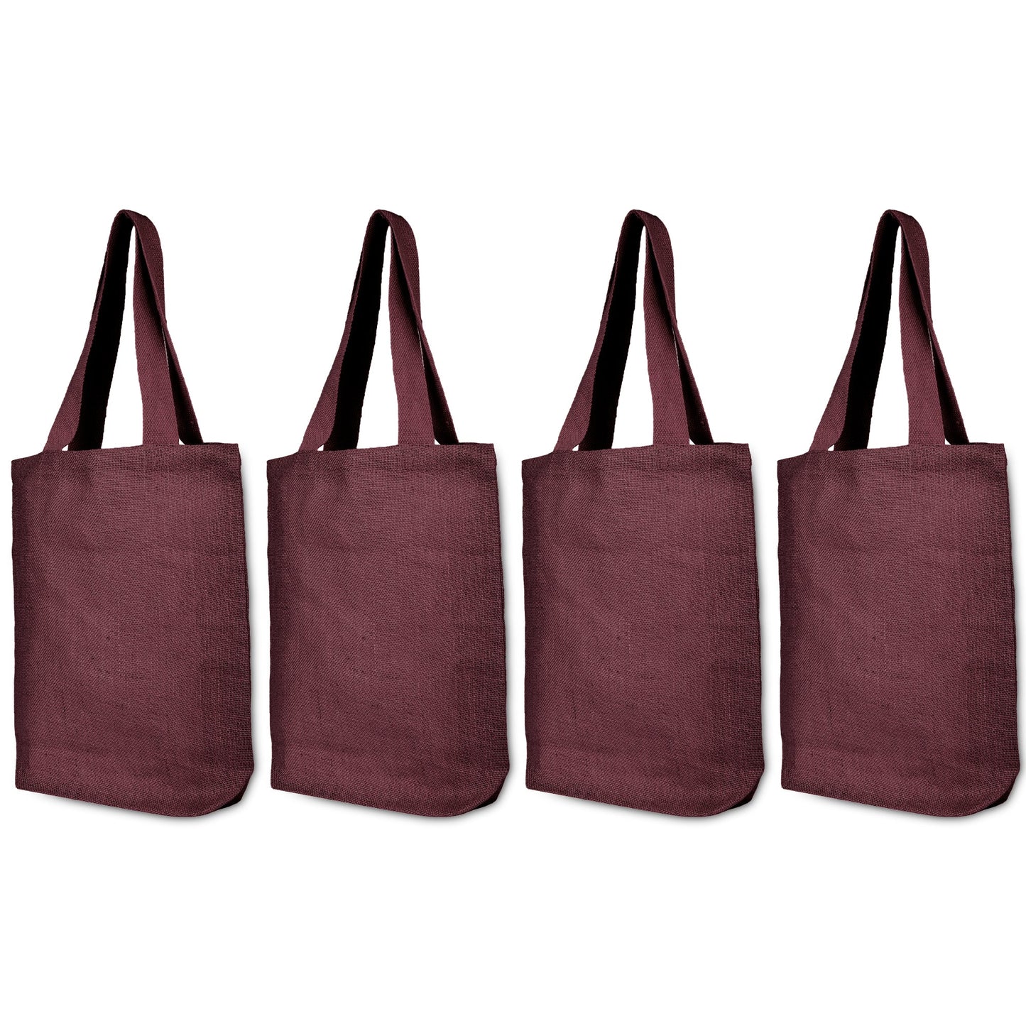 Wholesale Jute Bags for Corporate Events – Red, Pink, Green & Orange – Reusable Burlap Totes for Events & Weddings (Set of 4)