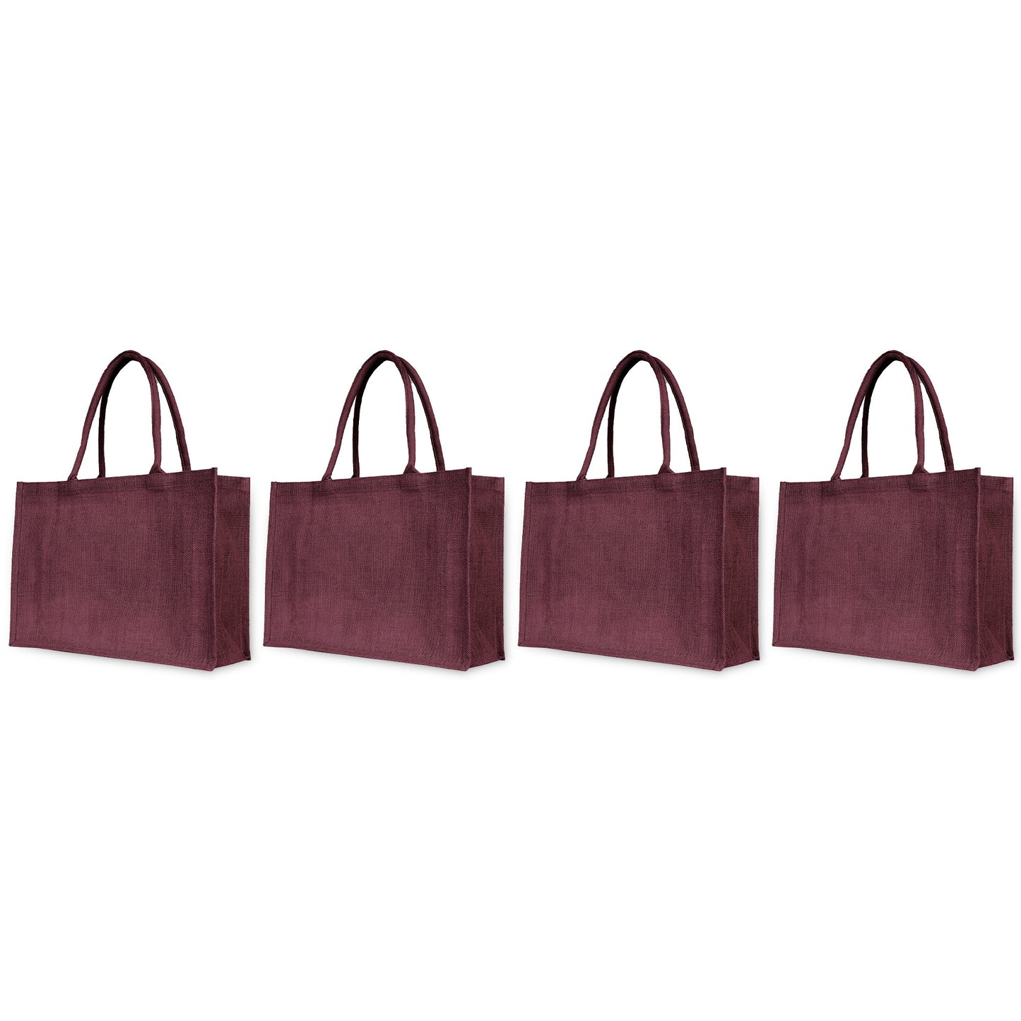 Burlap Jute Tote Bags – Vibrant Red, Pink, Green & Orange, Available for Wholesale, Travel & Weddings (Set of 4)