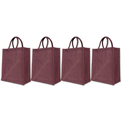 Burlap Jute Tote Shoulder Bags – Ideal for Travel, Weddings, Shopping & Promotional (Packs of 4)