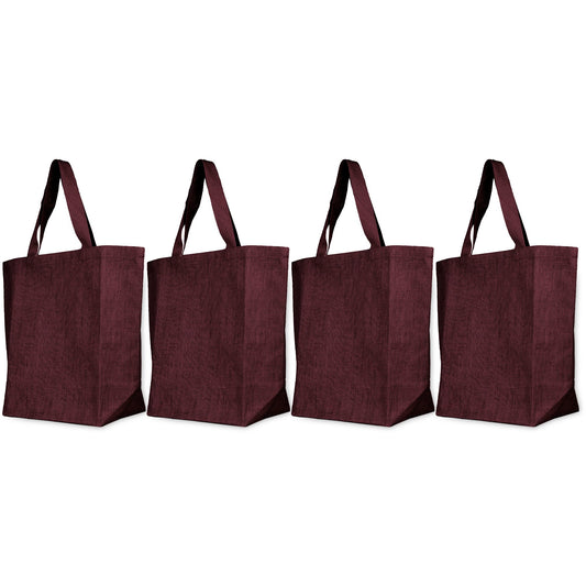 Jute Tote Shoulder Bags – Shopping, Weddings, Promotional, Travel, DIY Gifts bag (Packs of 4)