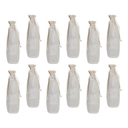 Jute Wine Bottle Bags – Reusable Burlap Gift Pouches with Drawstring Ties – Perfect for Gifting, Parties, Weddings, and Holiday Celebrations  (Packs of 12)