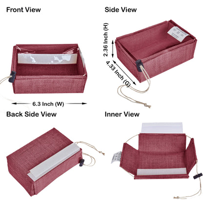 Coloured  Jute Gift Boxes with Drawstring & PVC Window – Burlap Baskets for Weddings, Events & Gifting (7 Pcs)