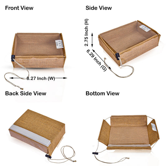 Juco Burlap Gift Boxes with Drawstring & PVC Window – Ideal for Weddings, Bridesmaid, Gifts (Packs of 12)