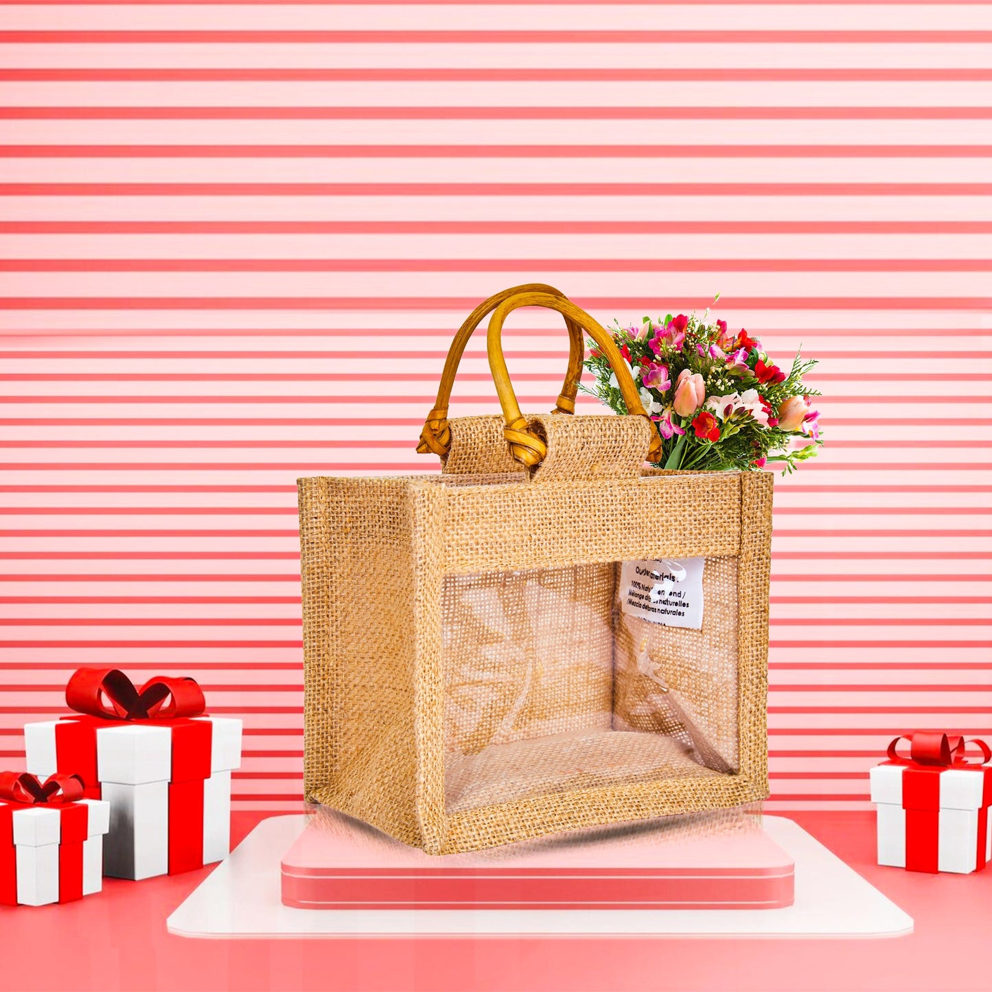 Reusable Jute Burlap Gift Bags  for wedding, bridesmaids gifts,party favors, DIY projects (Packs of 12 )